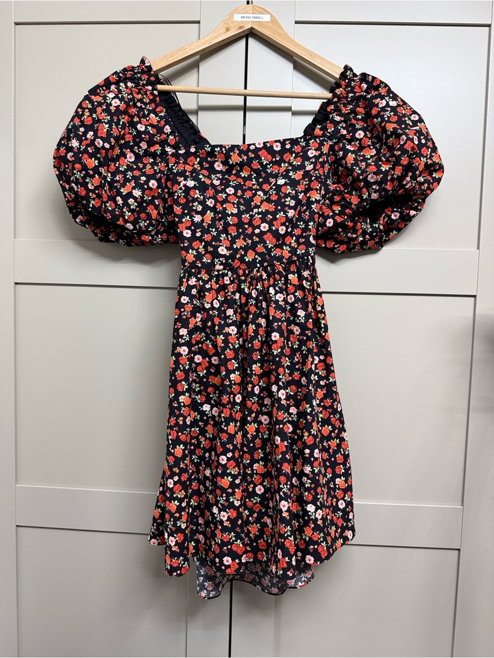 Topshop Black Mini Dress with Red & Pink Floral Print